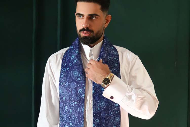 شال گردن مردانه بته جقه ابریشمی چهارفصل - شال گردن اعلا