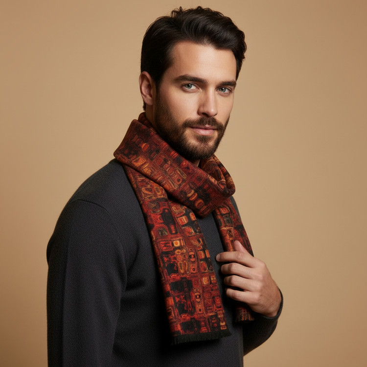 شال گردن مردانه طرح انتزاعی - شال گردن اعلا